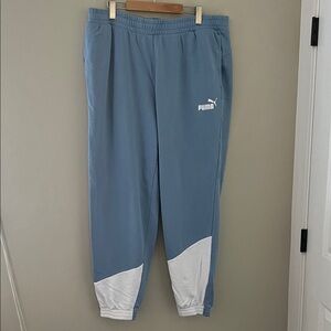 Puma Men's Blue Jogger Pants with White Accents